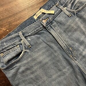 Madewell The Mom Blue Jeans Womens 36 High Rise 100% Cotton Plus size Capri